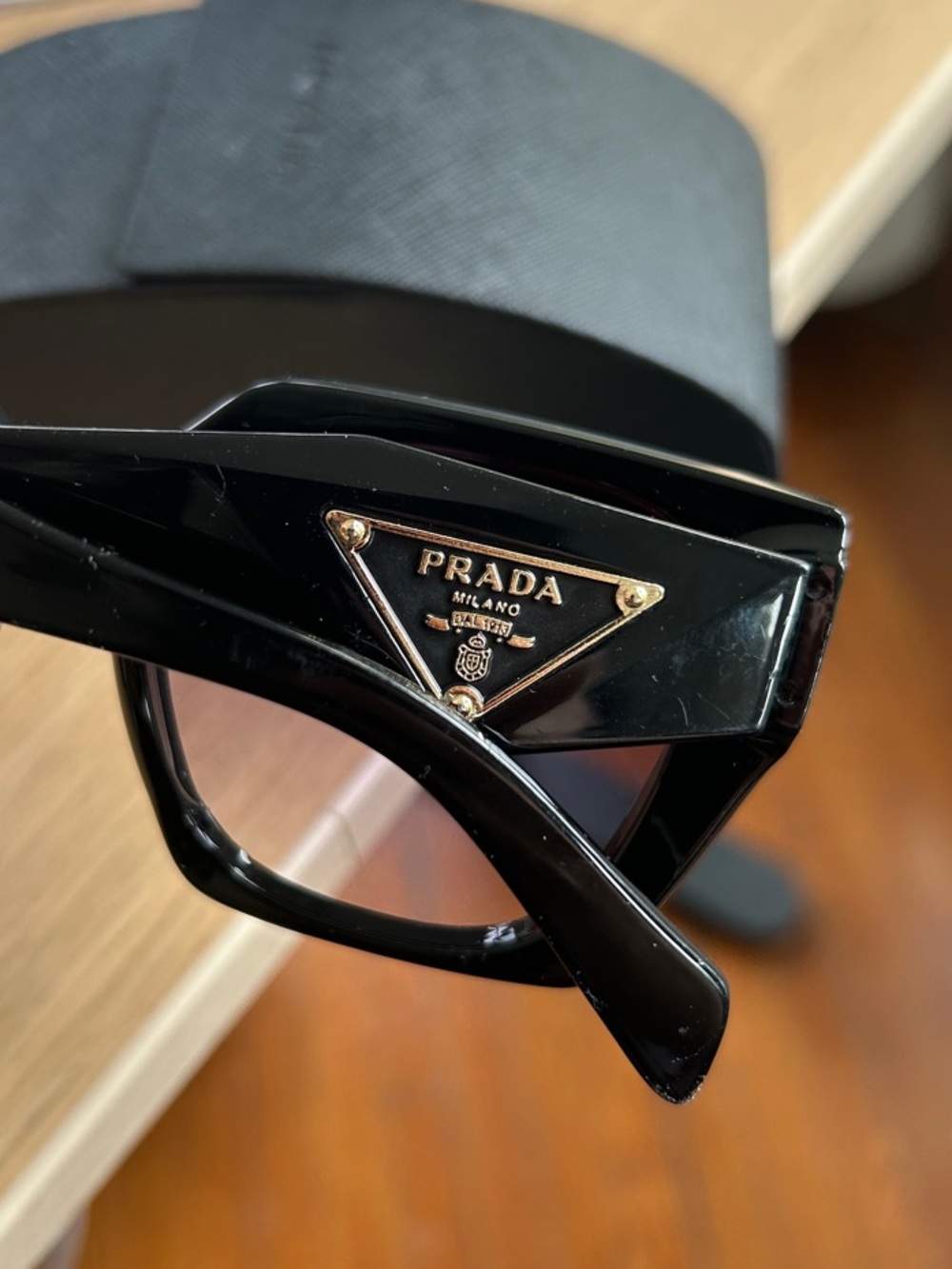 Prada Black Oversized Geometric Sunglasses with Gradient Lenses - Picture 5 of 5